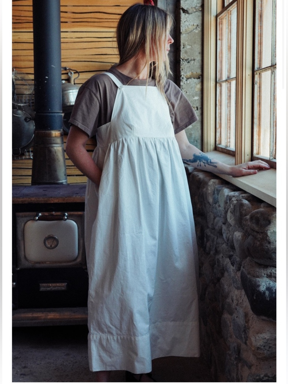 NWT Rudy Jude Organic Cotton Adult Apron Dress in Salt Size S - Picture 6 of 17